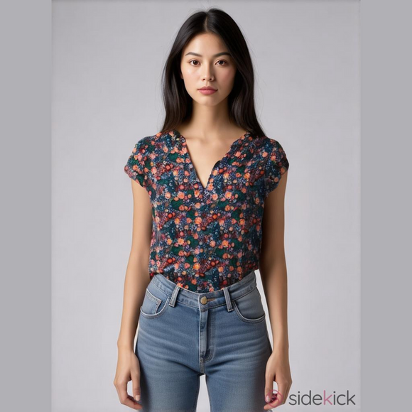 TWIK FLORAL TOP SIZE X SMALL - Picture 1 of 5